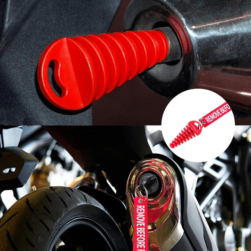 Yourkar 2 PCS Muffler Exhaust Wash Plug, 0.6-1.5 Inch Exhaust Silencer Wash Plug with Streamer, Rubber Exhaust Tail Pipe Cleaning Plug for 2 Stroke Motorcycle Dirt Bike ATV (Red) - Image 5